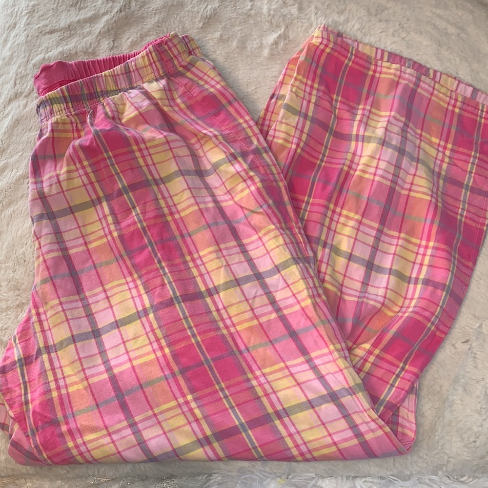 1X 14/16 Cacique 100% cotton pink plaid pink Pajama pants